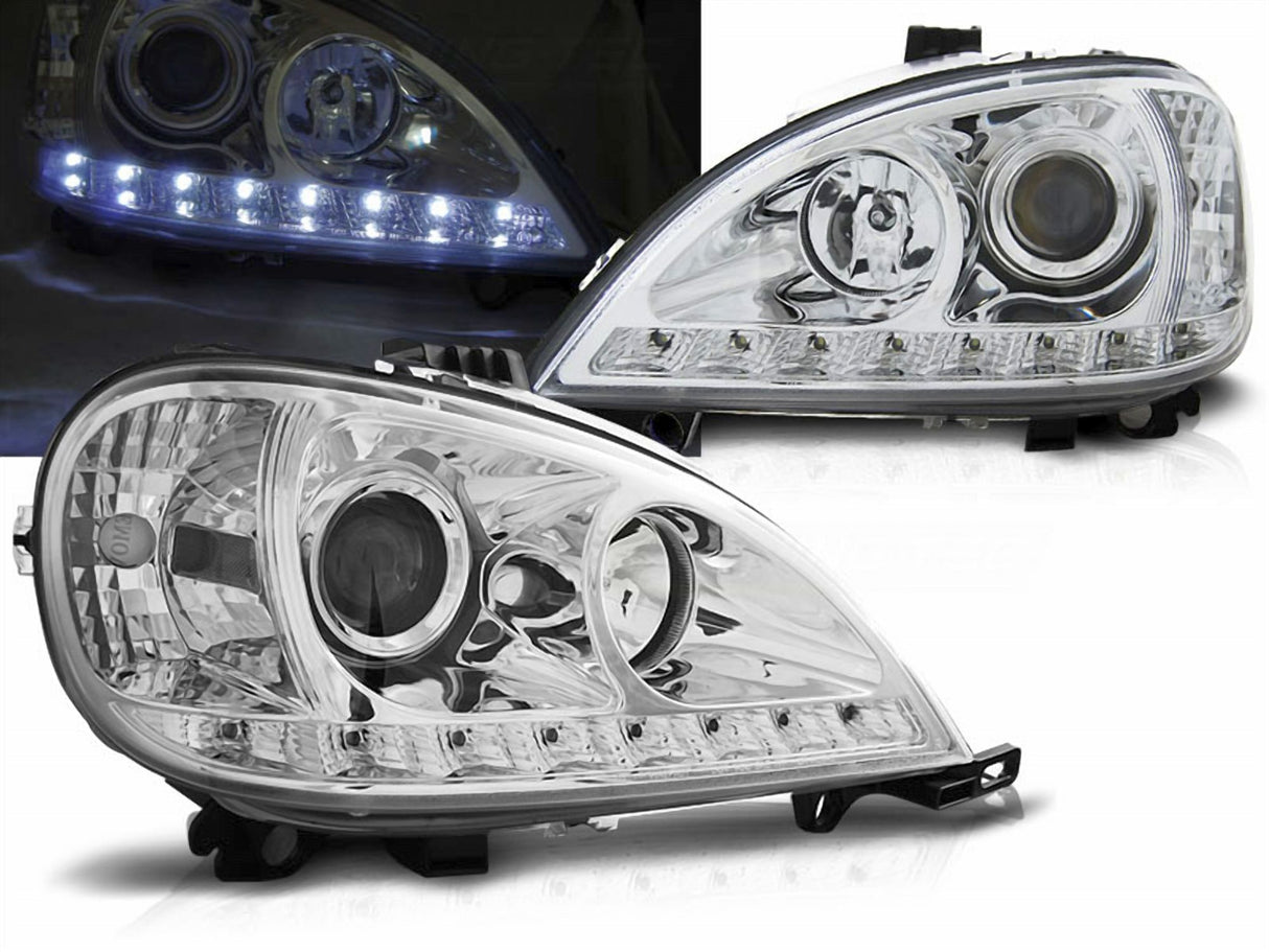 Led Scheinwerfer Set in chrom für Mercedes Benz W163 ML 09.2001-2005