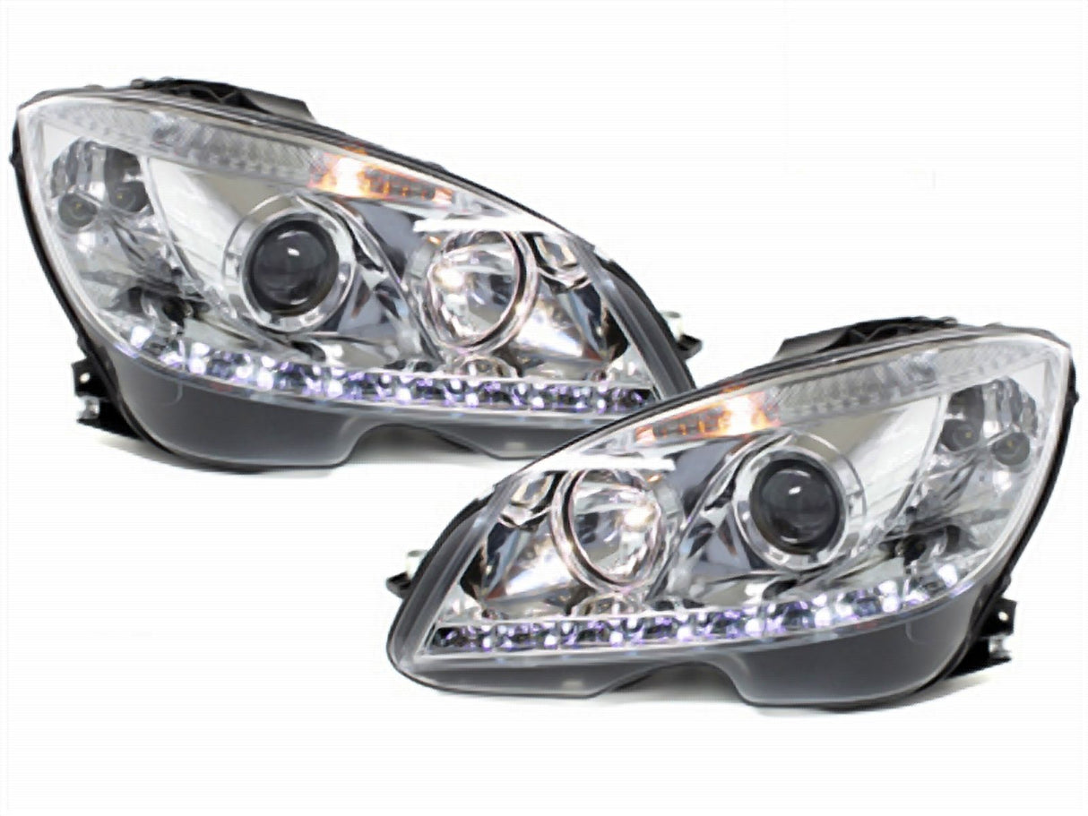 LED Scheinwerfer für Mercedes W204 C-Klasse mit Tagfahrlicht-Optik, Paar
