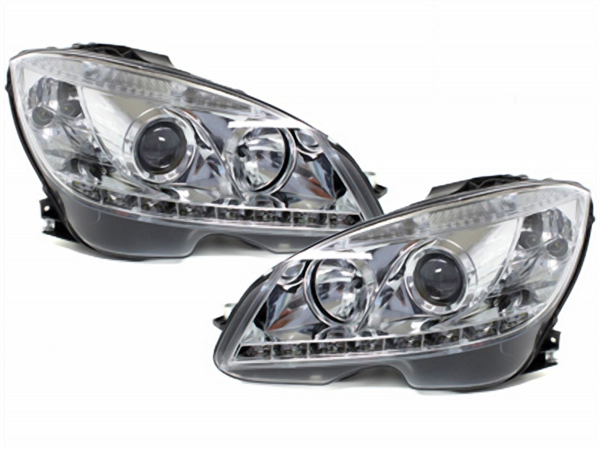 LED Scheinwerfer für Mercedes W204 C-Klasse mit Tagfahrlicht-Optik, Paar