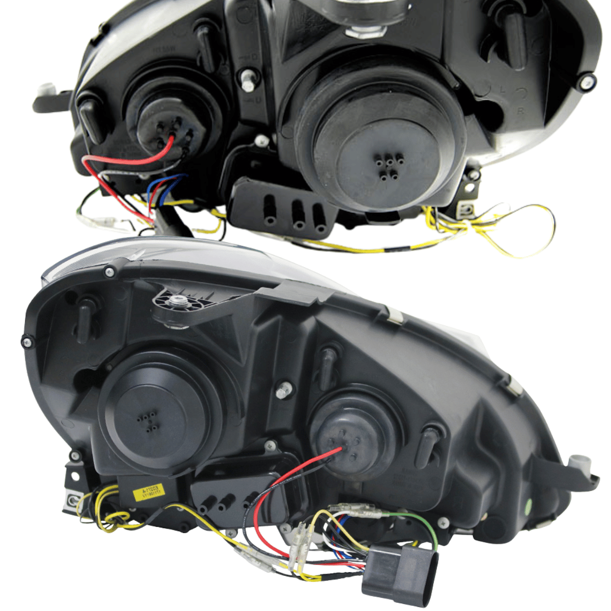 LED Scheinwerfer für BMW E46 Coupe Cabrio mit Kabelbaum, schwarzes Gehäuse