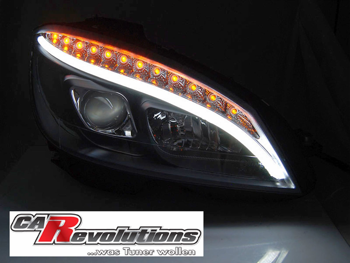 LED Light Tube Scheinwerfer in schwarz für Mercedes W204 C Klasse 2007-2010