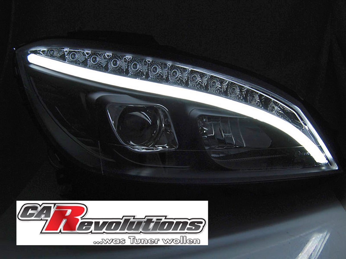 LED Light Tube Scheinwerfer in schwarz für Mercedes W204 C Klasse 2007-2010