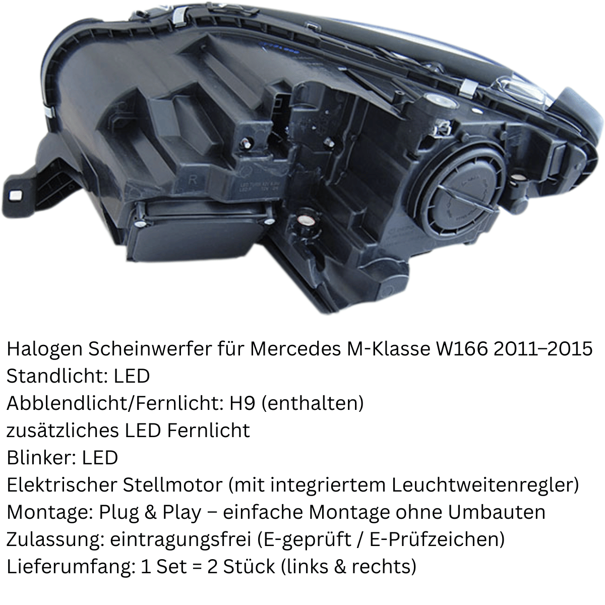 Schwarze LED Scheinwerfer Set für Mercedes M-Klasse W166 2011–2015 mit LED Standlicht