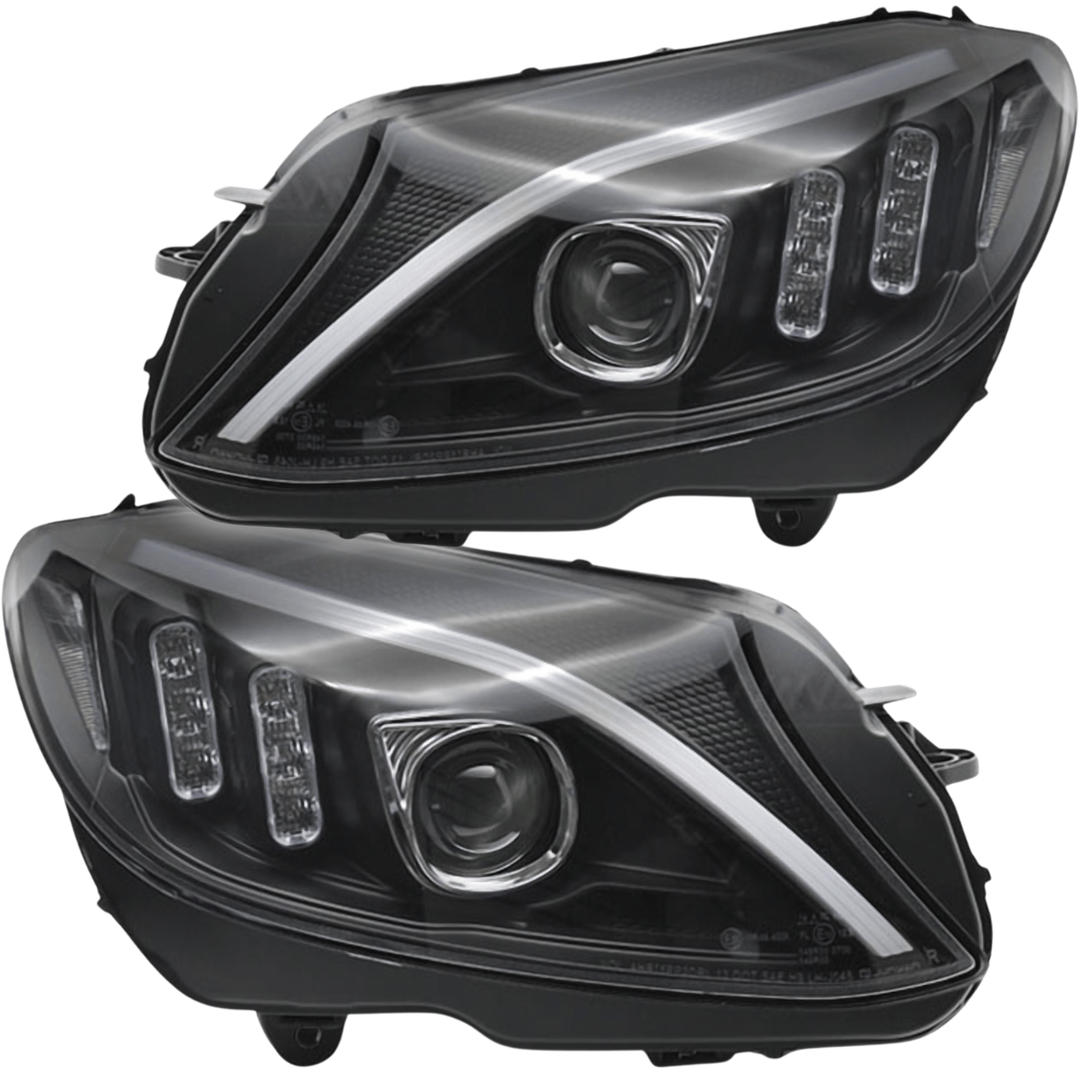 LED Scheinwerfer Set Schwarz für Mercedes C-Klasse W205 Limousine & Kombi 2014–2018 mit dynamischen Blinkern & LED Tagfahrlicht