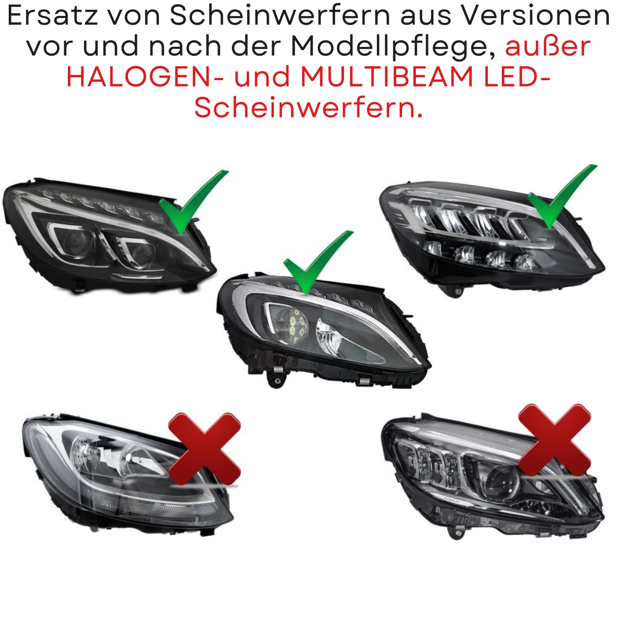 Full LED Scheinwerfer Set Schwarz für Mercedes C-Klasse W205 Limousine & Kombi 2014–2021 mit Dynamischen Blinkern & Welcome Light