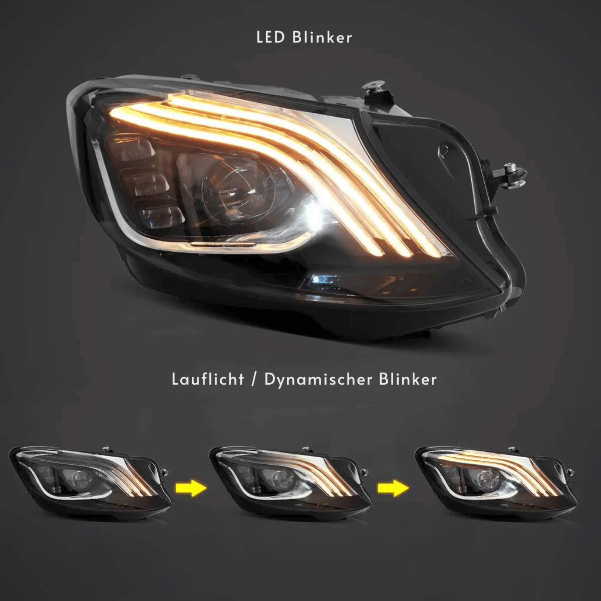 Full LED Scheinwerfer Set Schwarz für Mercedes S-Klasse W222 Limousine 2013–2017 | Tagfahrlicht | Welcome Light