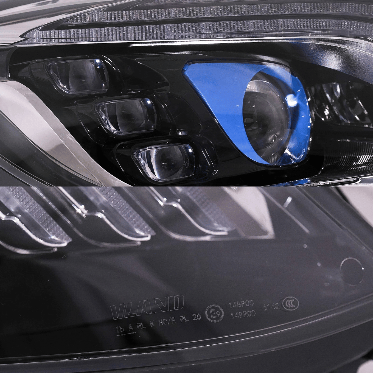 Full LED Scheinwerfer Set Schwarz für Mercedes S-Klasse W222 Limousine 2013–2017 | Tagfahrlicht | Welcome Light