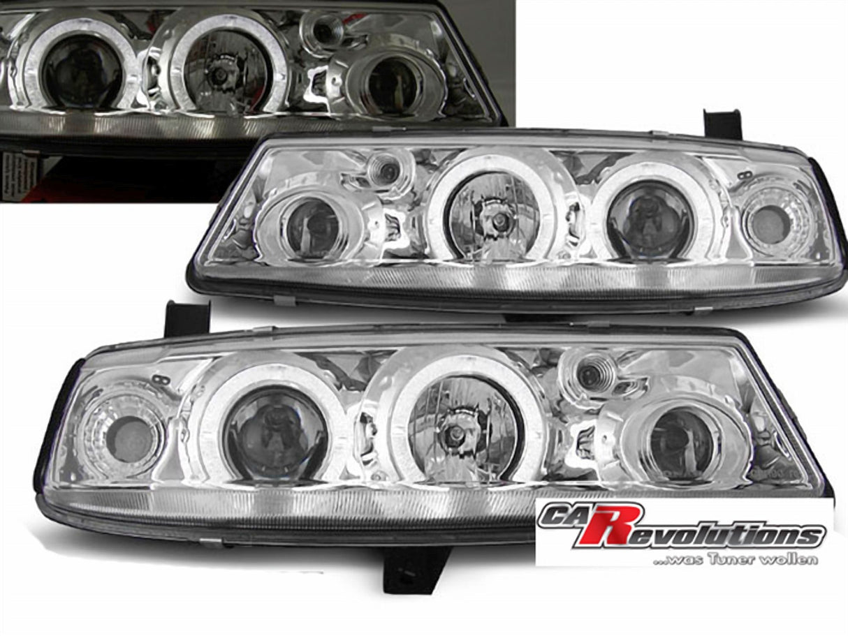 LED Angel Eyes Scheinwerfer Set in chrom für Opel Calibra 09.1990-06.1997