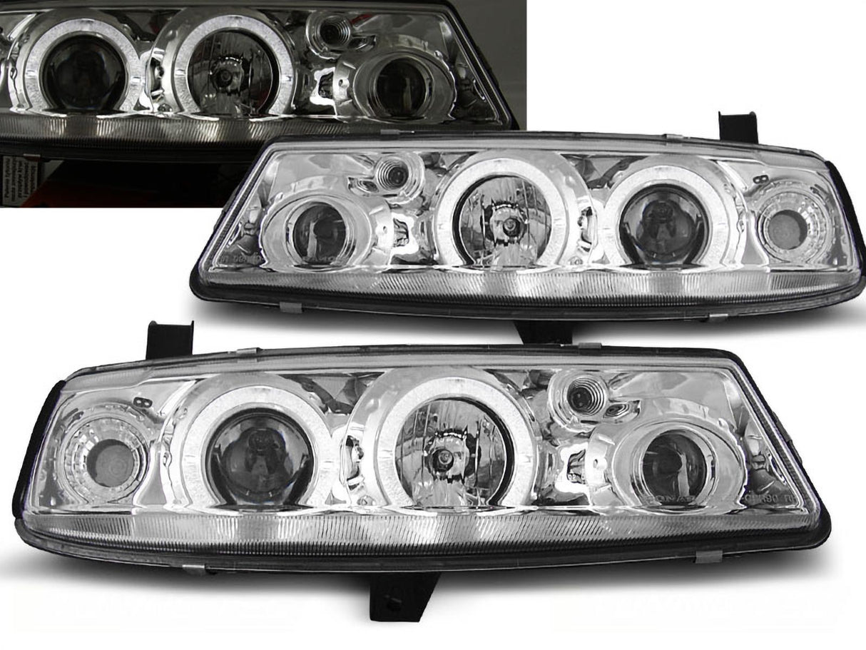 LED Angel Eyes Scheinwerfer Set in chrom für Opel Calibra 09.1990-06.1997
