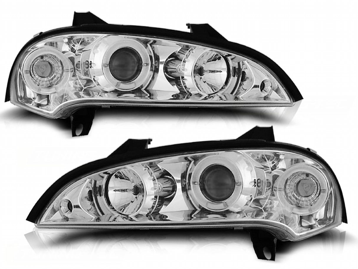 LED Angel Eyes Scheinwerfer Set in chrom für Opel Tigra 09.1994-12.2000