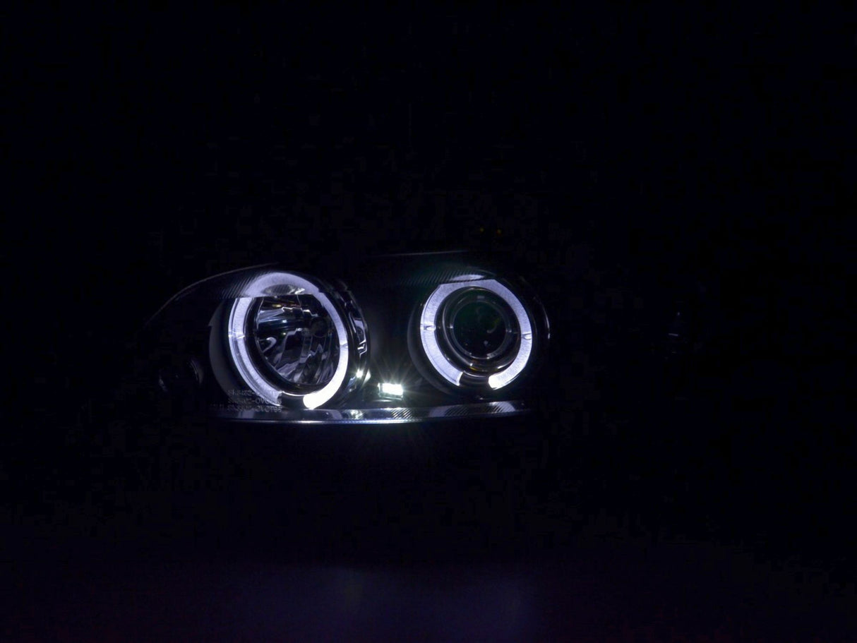 LED Angel Eyes Scheinwerfer Set in schwarz für Opel Vectra B 96-99
