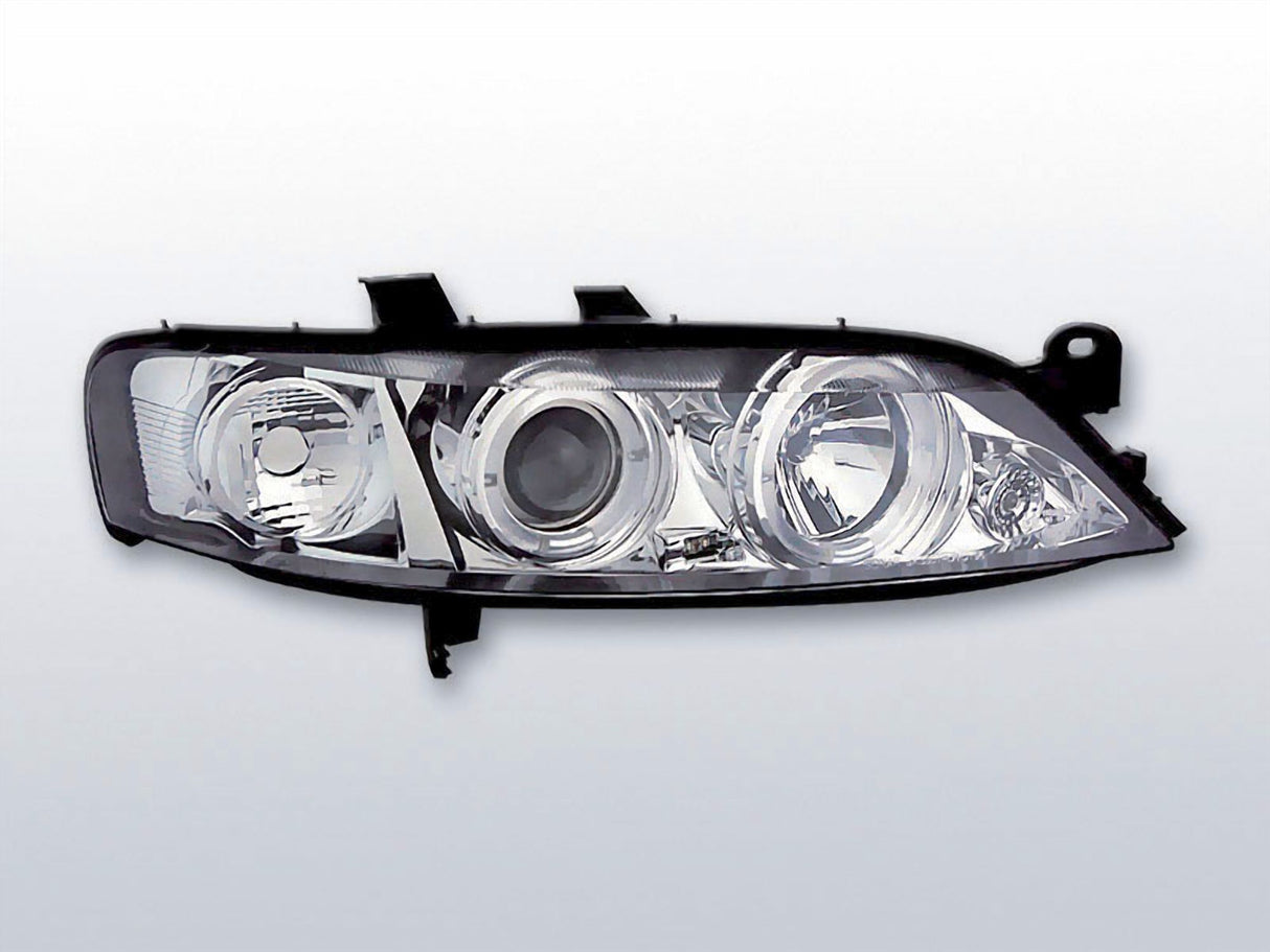LED Angel Eyes Scheinwerfer Set in chrom für Opel Vectra B 1999-03.2002
