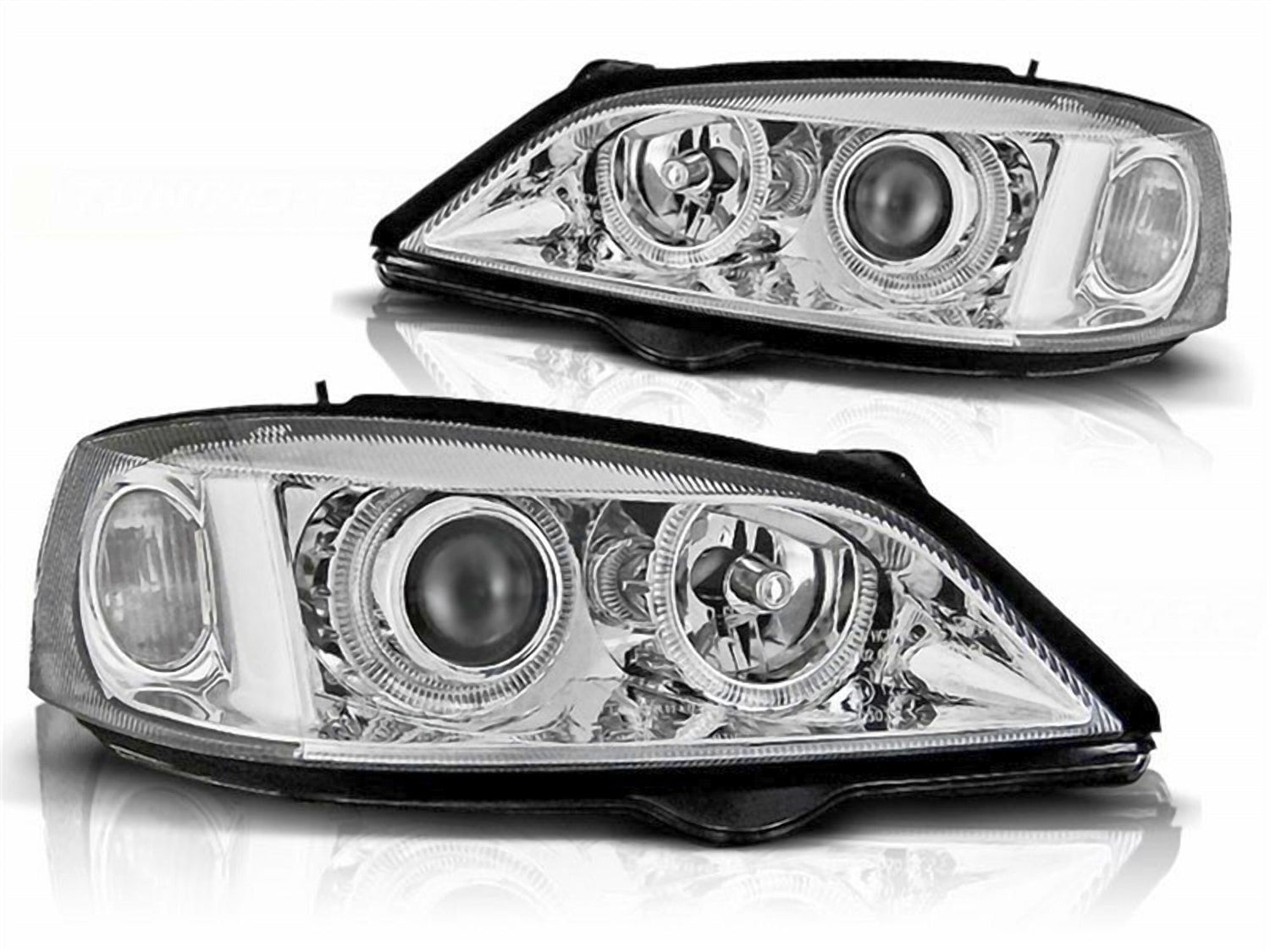 Scheinwerfer für Für Opel Astra G 1998-2004 Angel Eyes chrom