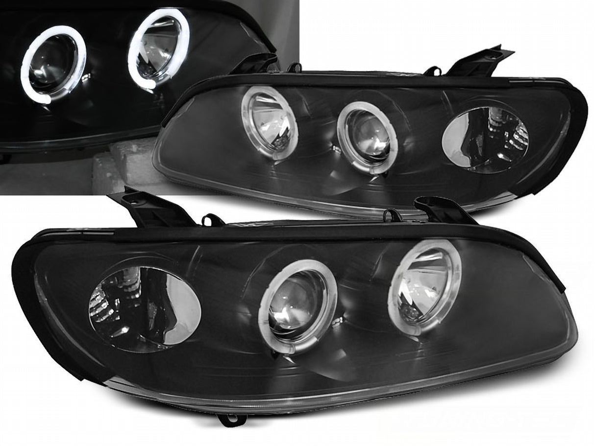 LED Angel Eyes Scheinwerfer Set in schwarz für Opel Omega B 04.1994-08.1999