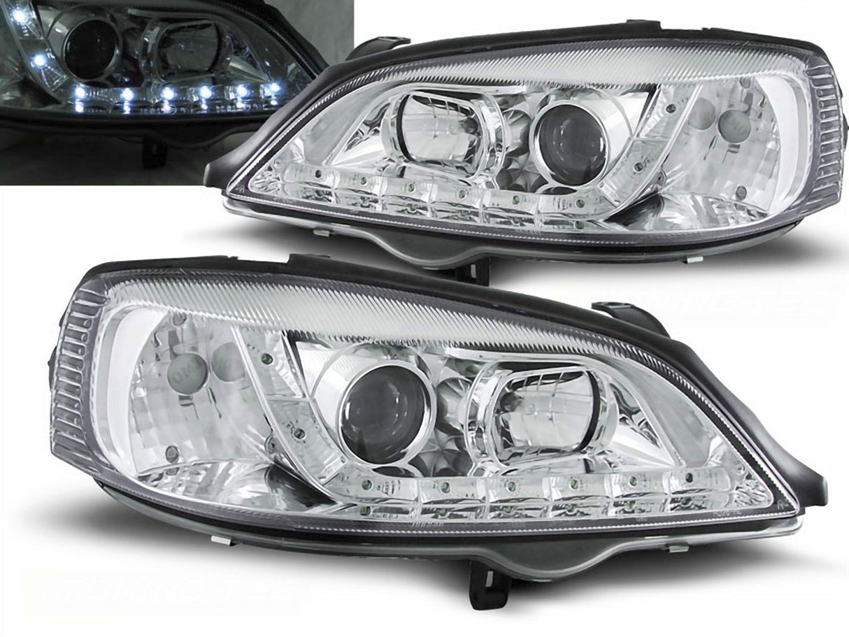 Led Scheinwerfer Set für Opel Astra G in chrom 09.1997-2004