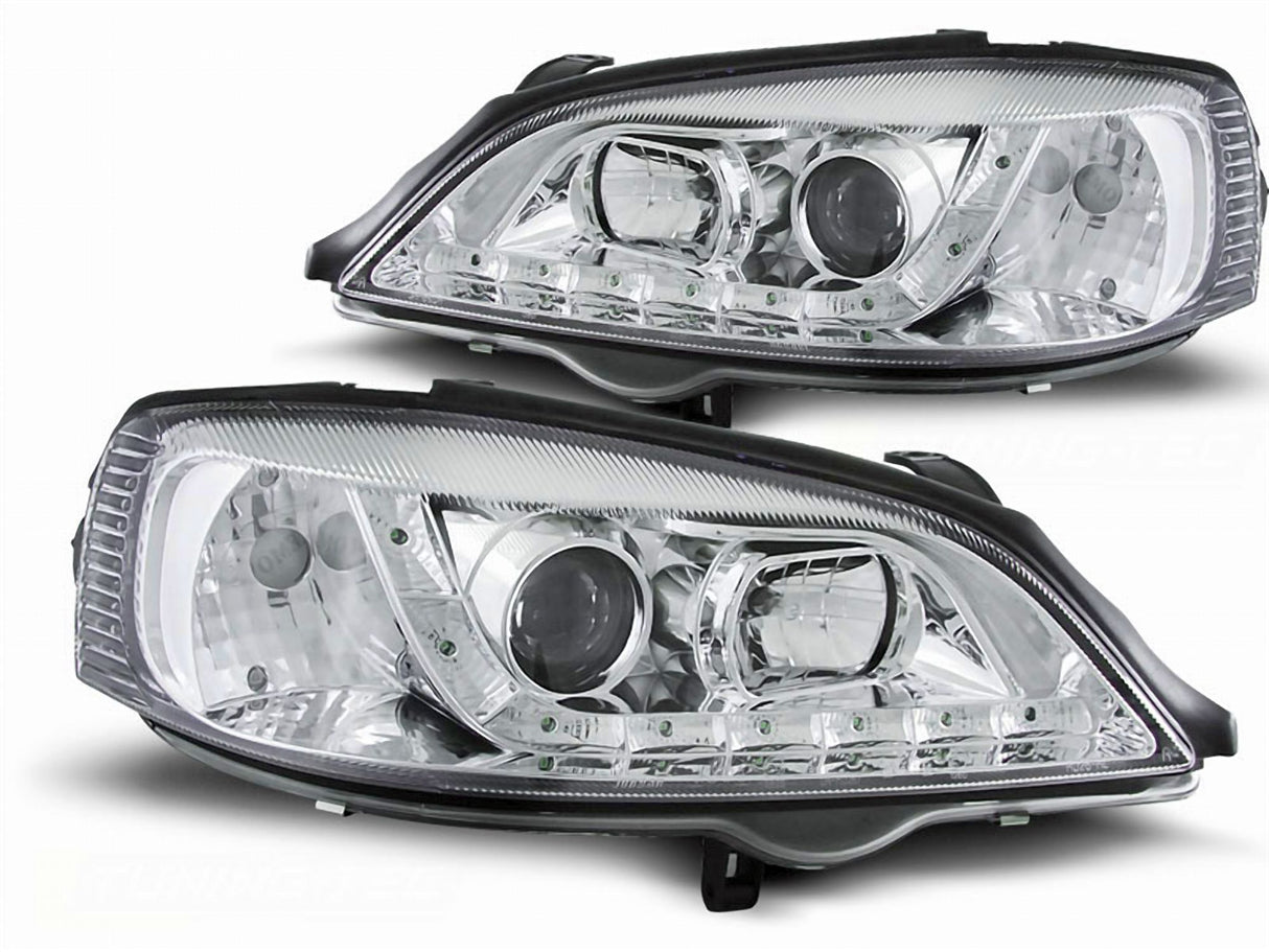 Led Scheinwerfer Set für Opel Astra G in chrom 09.1997-2004