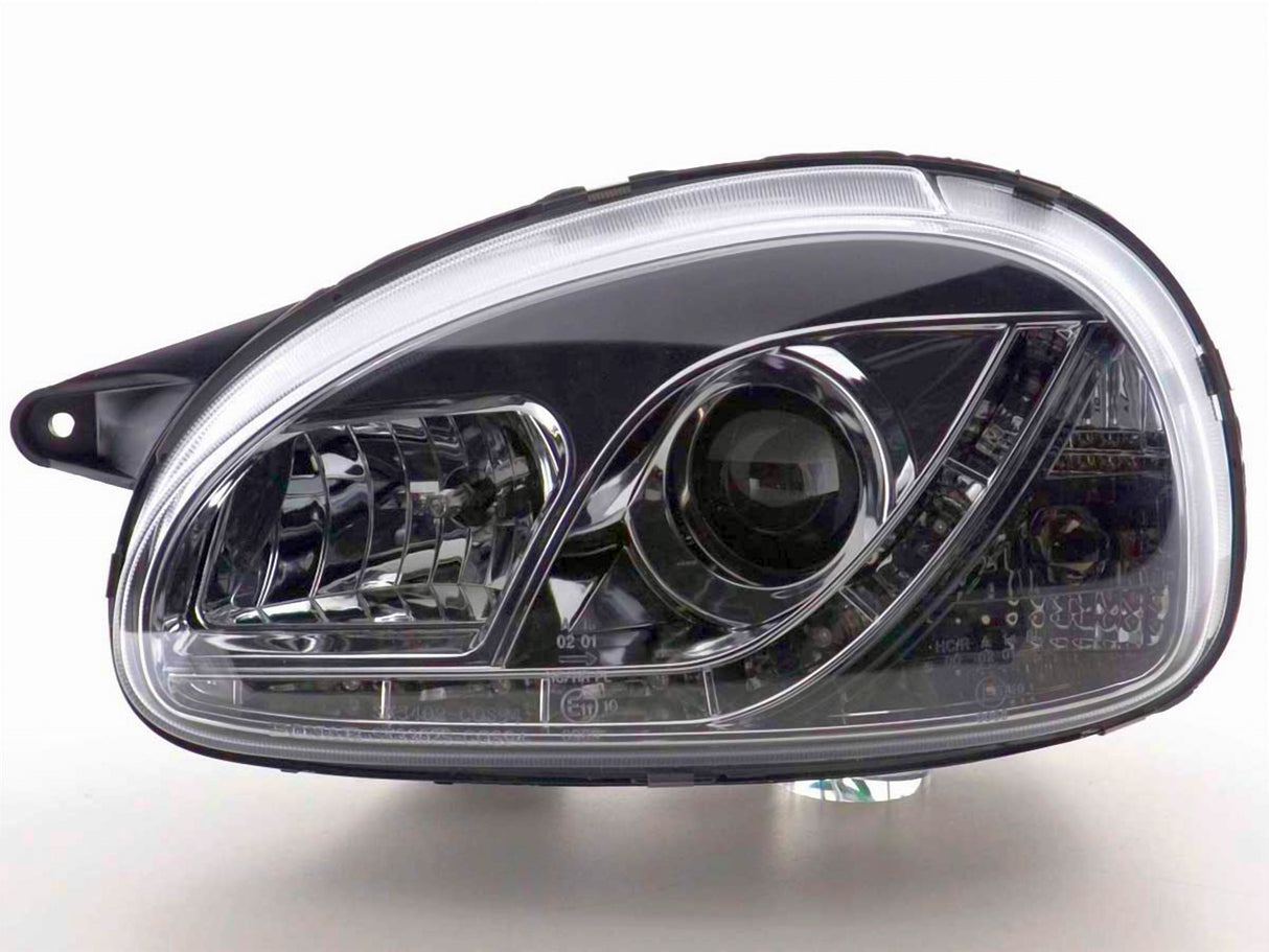 Led Scheinwerfer Set in chrom für Opel Corsa B 02.1993-10.2000
