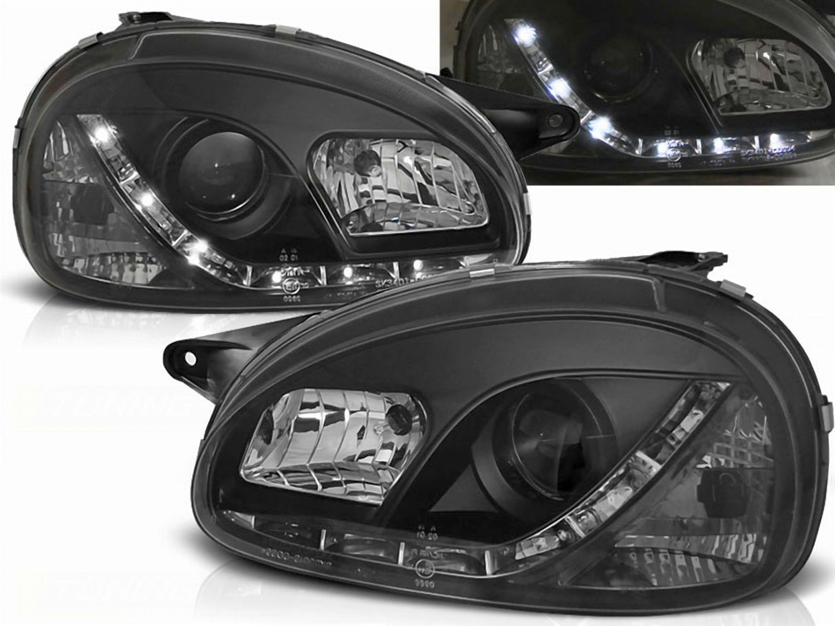 Led Scheinwerfer Set in schwarz für Opel Corsa B 02.1993-10.2000