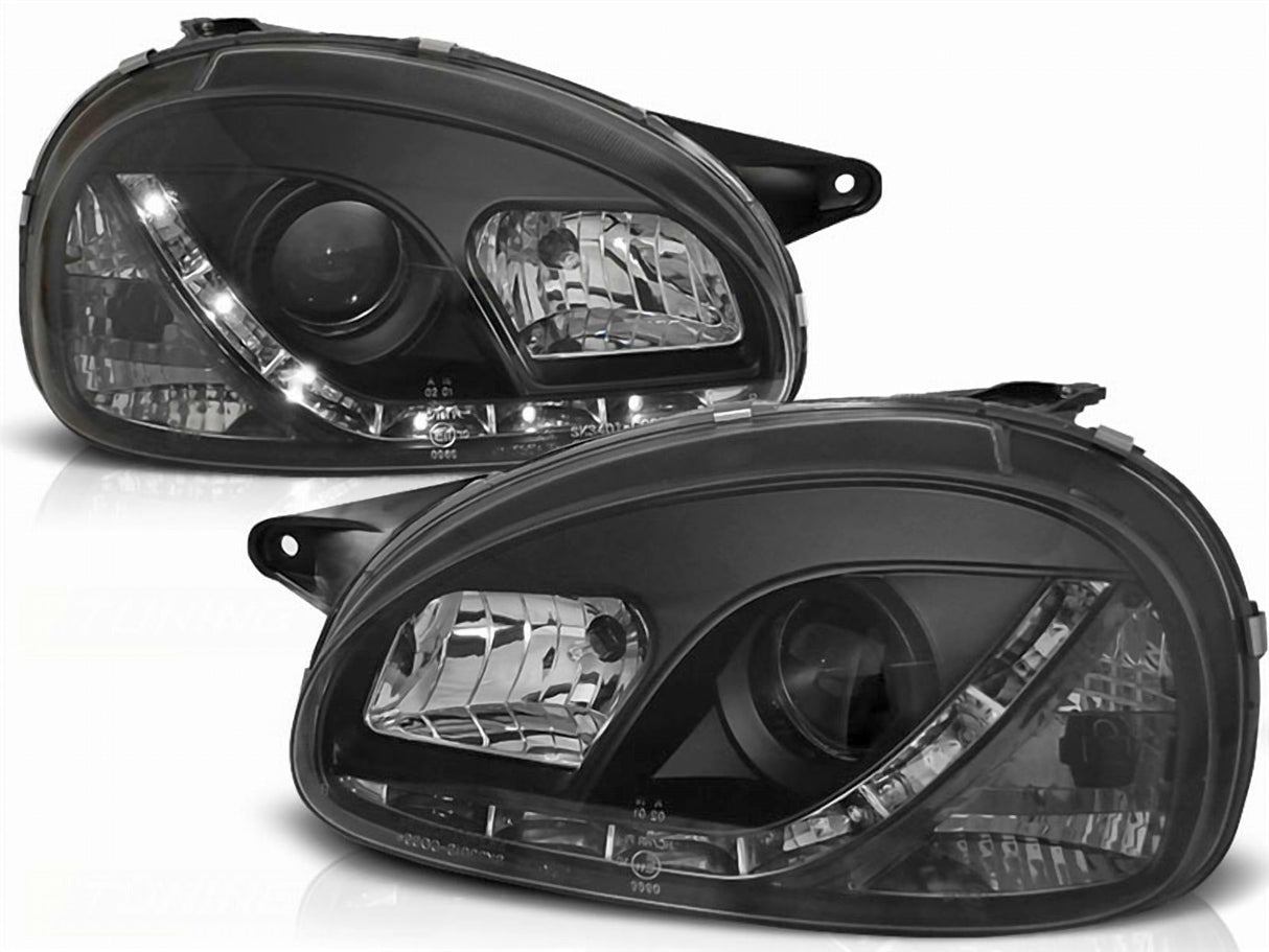 Led Scheinwerfer Set in schwarz für Opel Corsa B 02.1993-10.2000