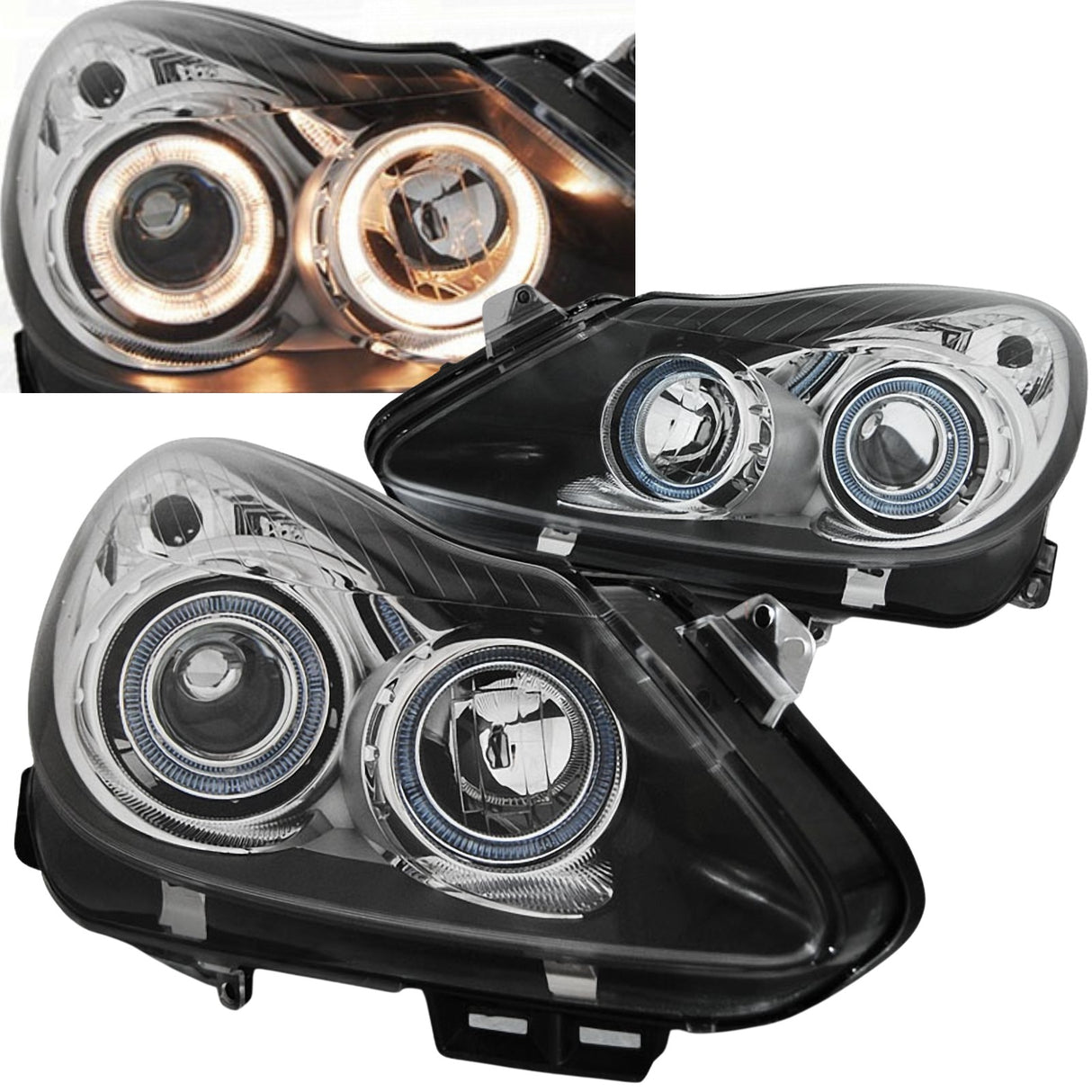 Angel Eyes Scheinwerfer Set in schwarz für Opel Corsa D 04.2006-2011