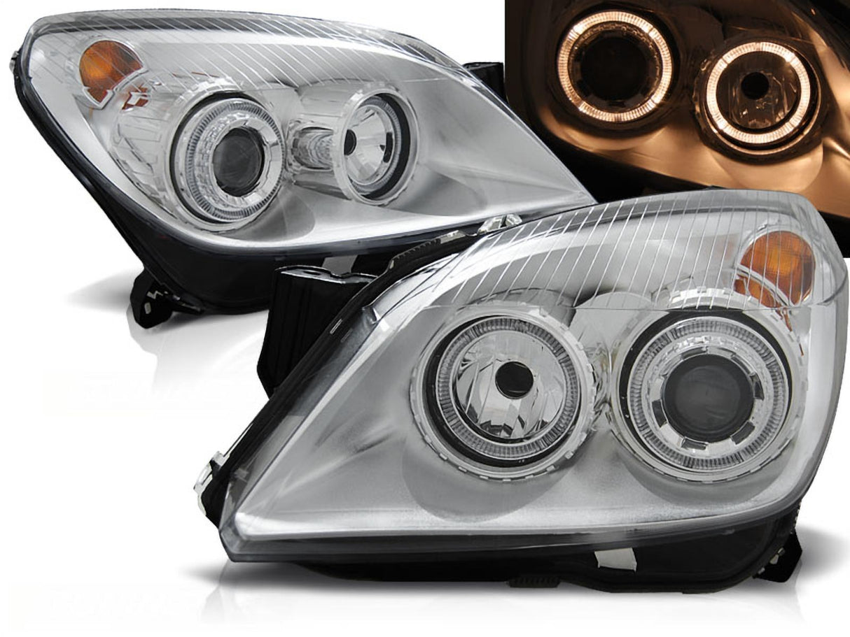 Angel Eyes Scheinwerfer für Opel Astra H 2004-2009 chrom
