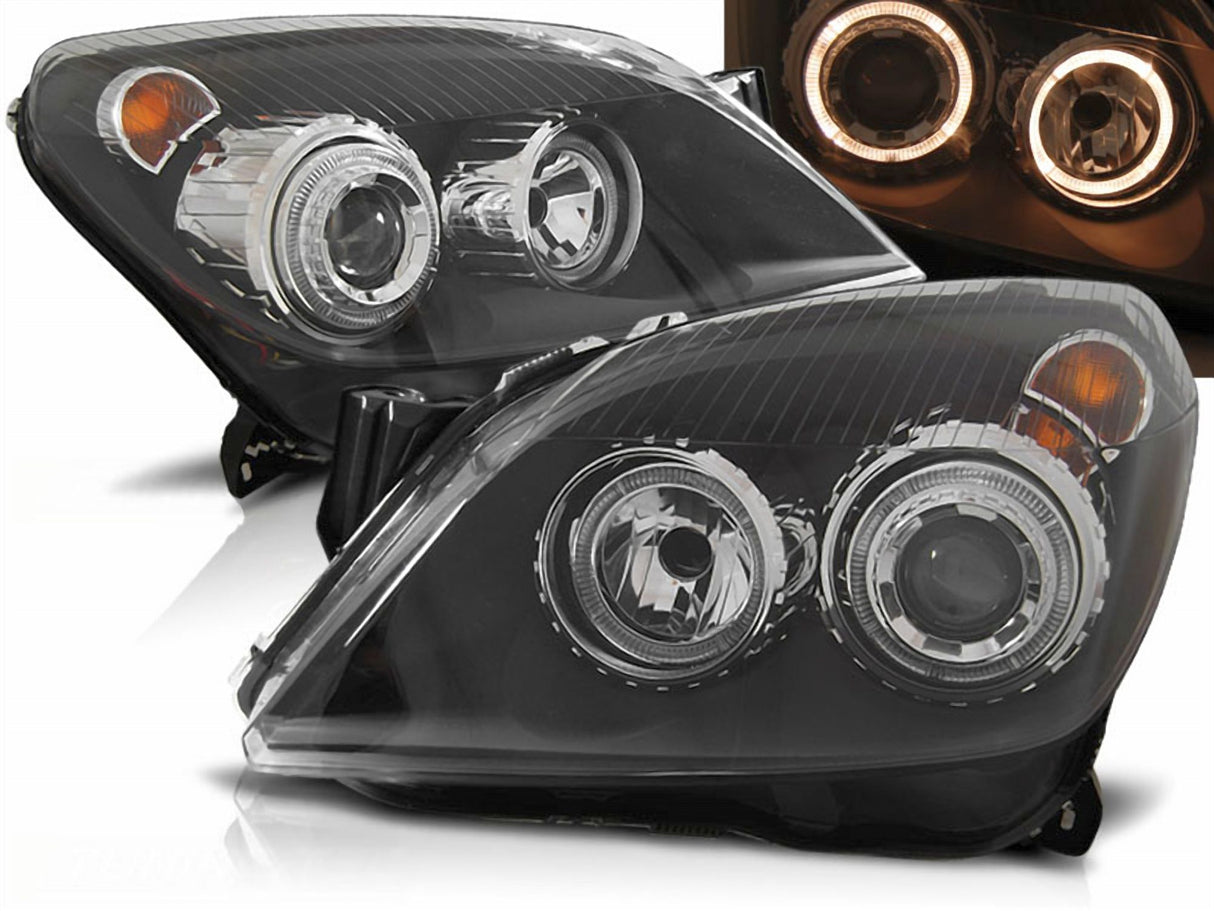 Anlge Eyes Scheinwerfer in schwarz für Opel Astra H 2004-2009