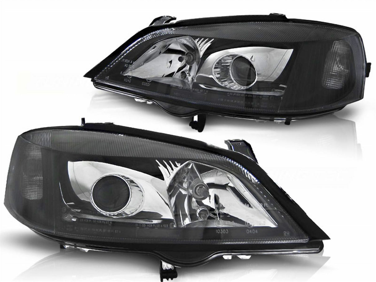 Scheinwerfer Set für Opel Astra G 09.1997-02.2004 schwarz H7