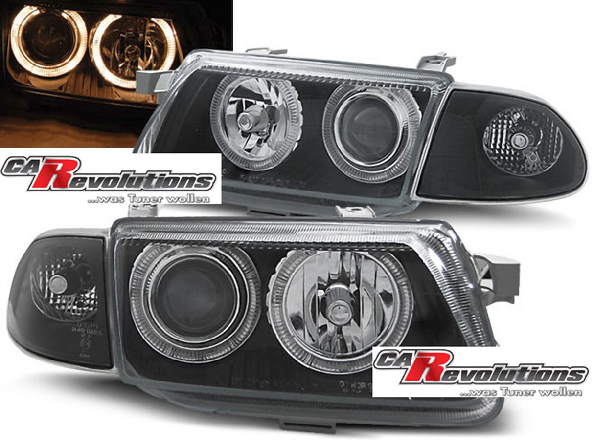 Angel Eyes Scheinwerfer Set in schwarz für Opel Astra F 09.1994-08.97
