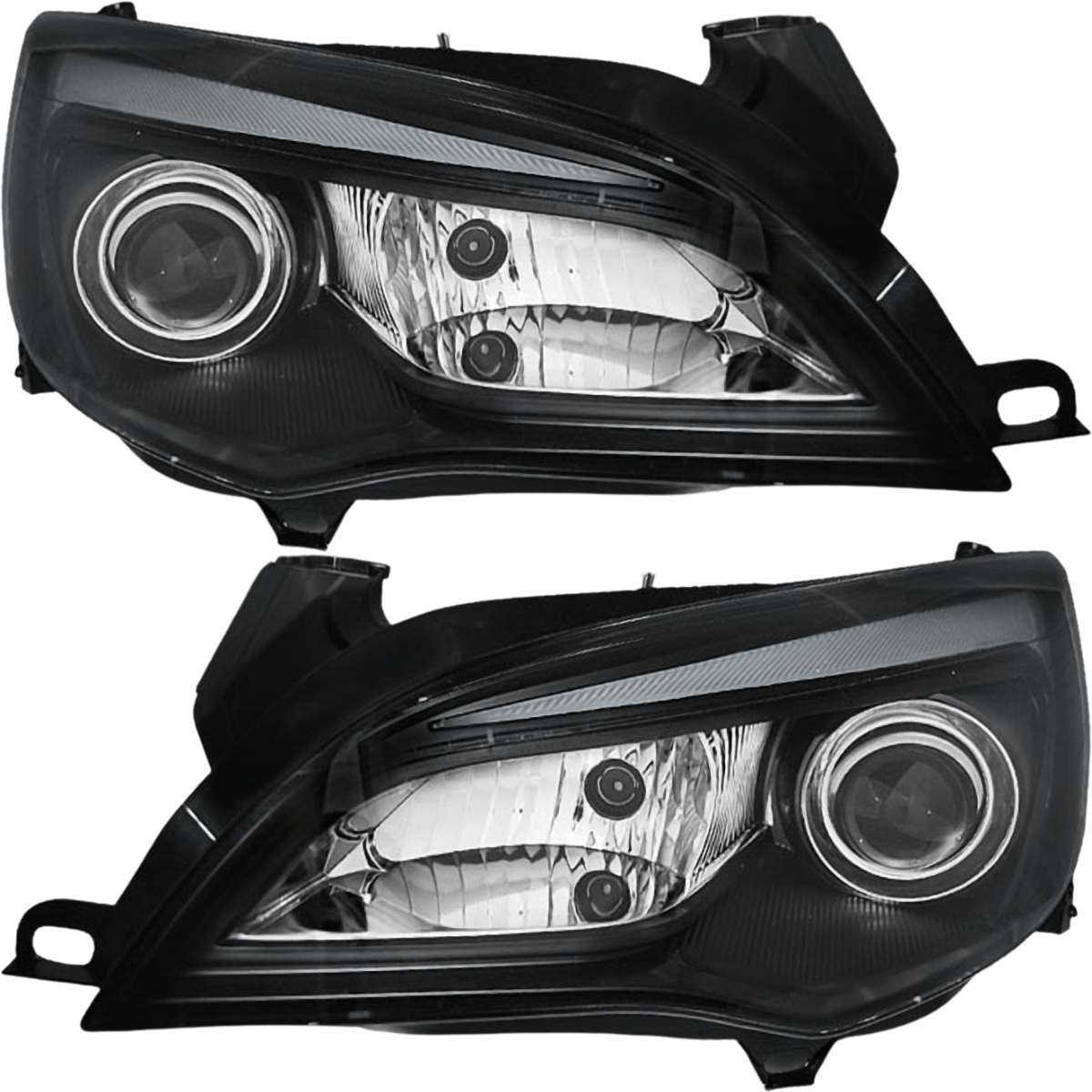 LED LightTube Scheinwerfer Set für Opel Astra J 2010–2015 Schwarz mit Tagfahrlicht