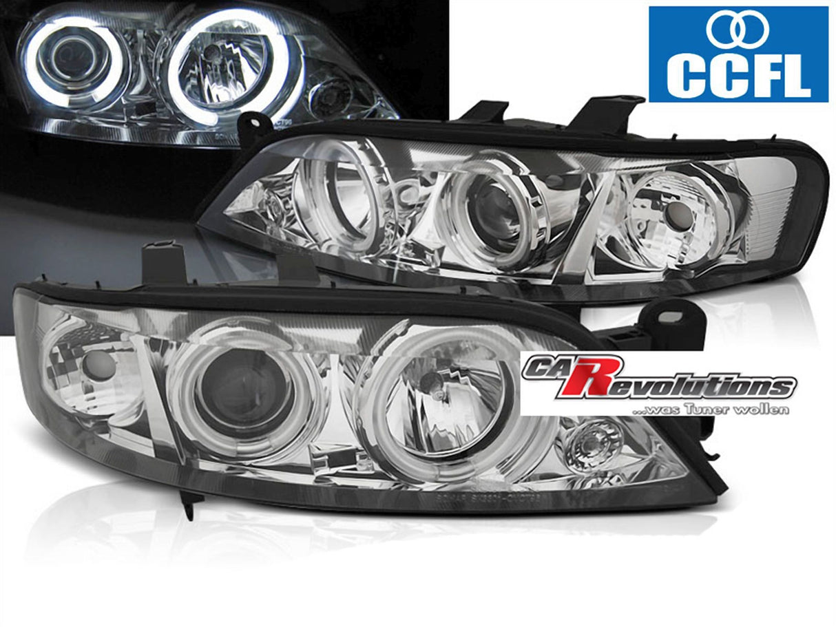 CCFL Angel Eyes Scheinwerfer Set chrom für Opel Vectra B 1999-03.2002