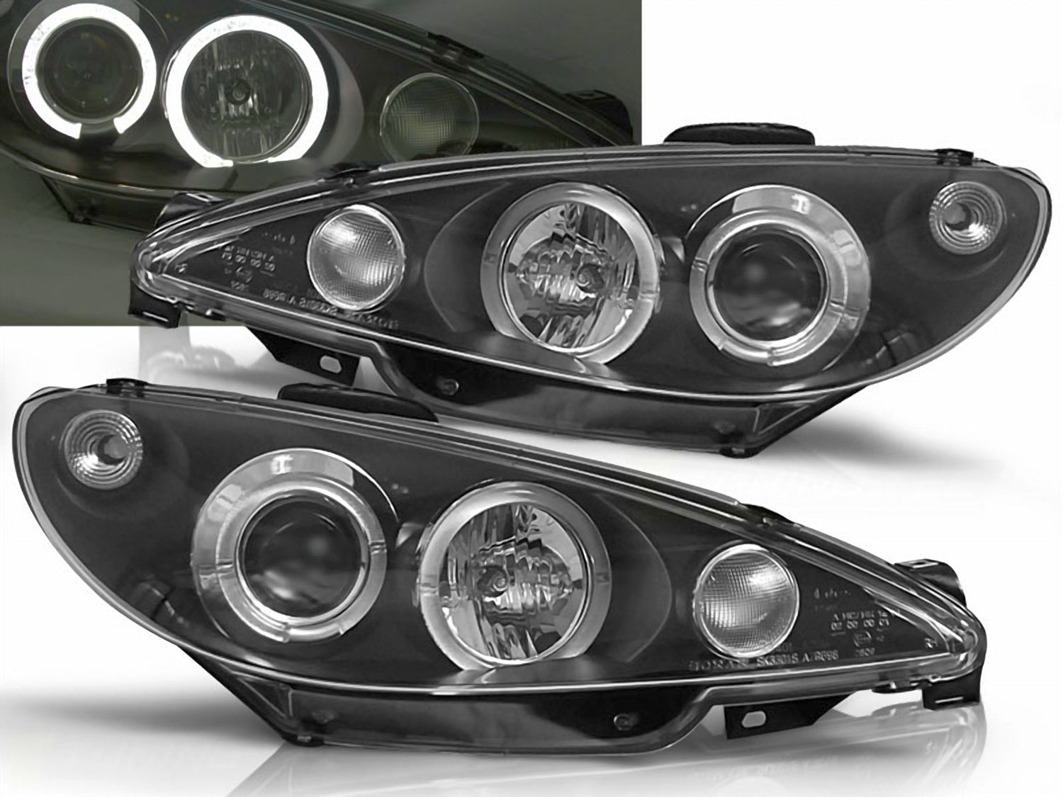 Angel Eyes Scheinwerfer Set für Peugeot 206 1998-2007 schwarz