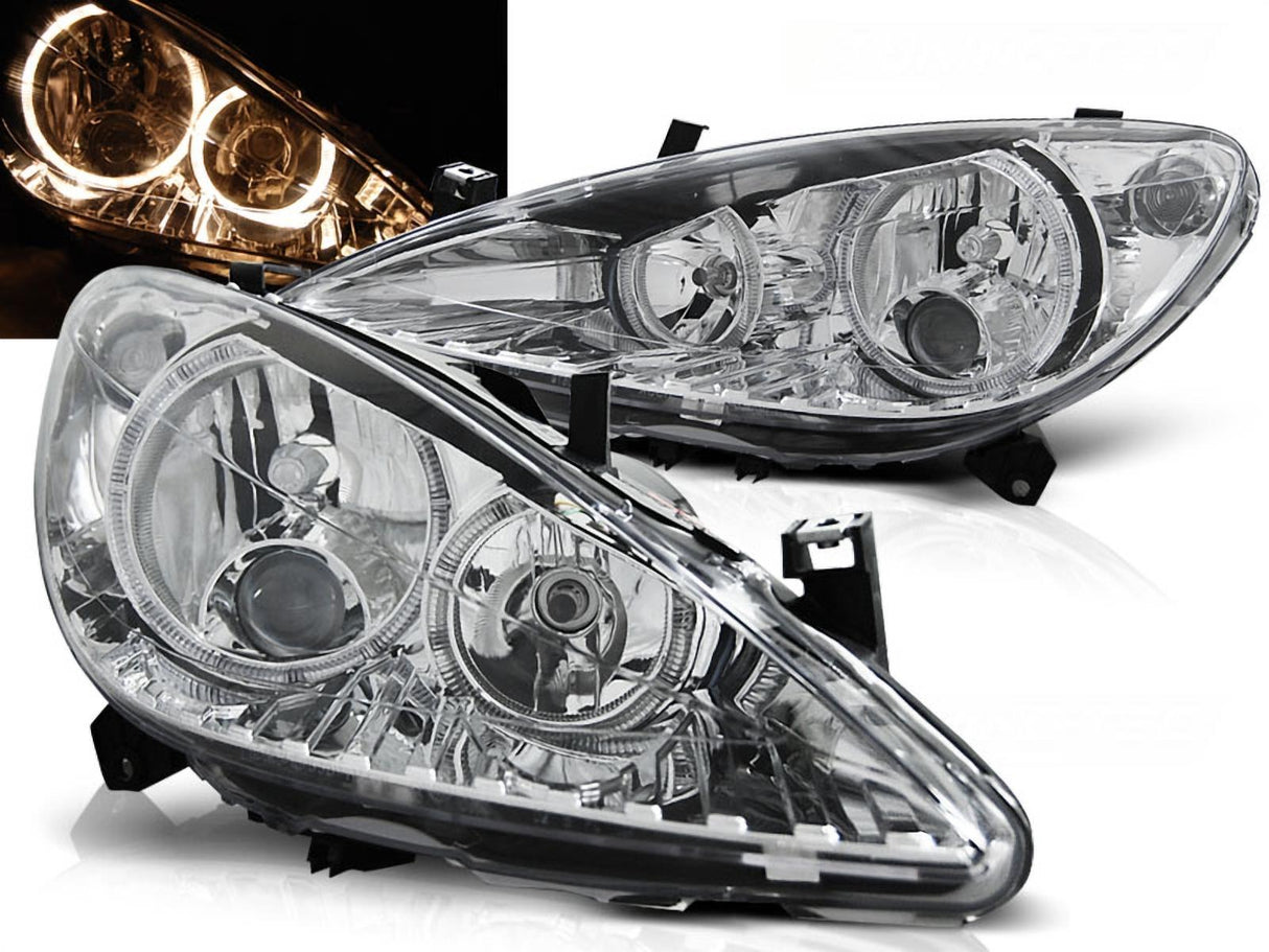 Angel Eyes Scheinwerfer Set in chrom für Peugeot 307 04.01-06.05 - CR Tuning