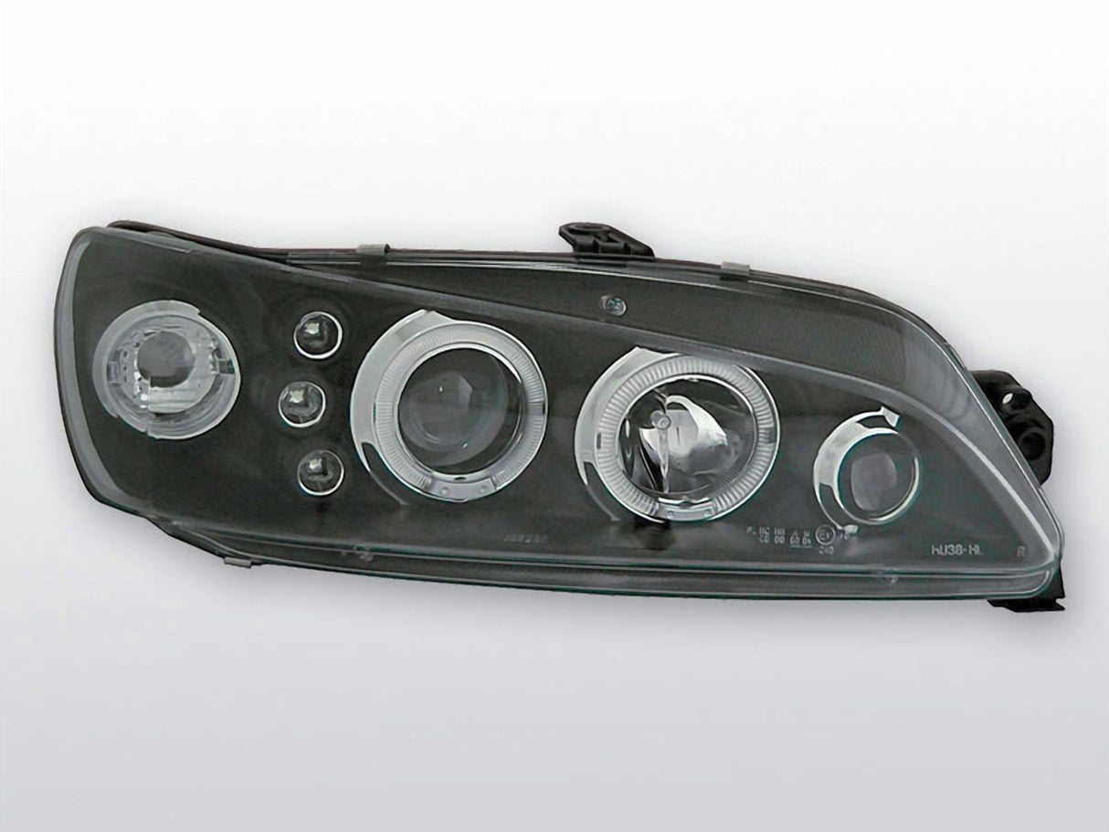 Schwarzer LED Scheinwerfer für Audi A4 B6 B7 mit Ringlicht und Klarglas, Tuning Scheinwerfer