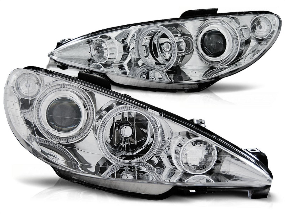 Angel Eyes Scheinwerfer in chrom für Peugeot 206 ab 2002