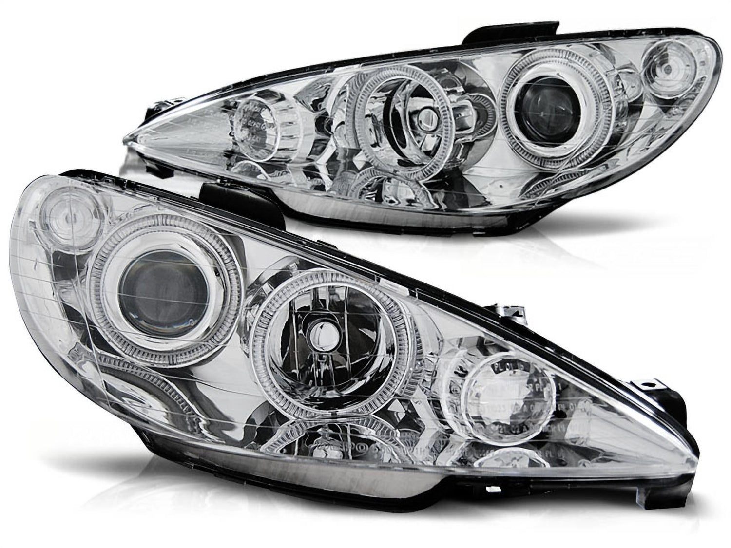 Angel Eyes Scheinwerfer in chrom für Peugeot 206 ab 2002