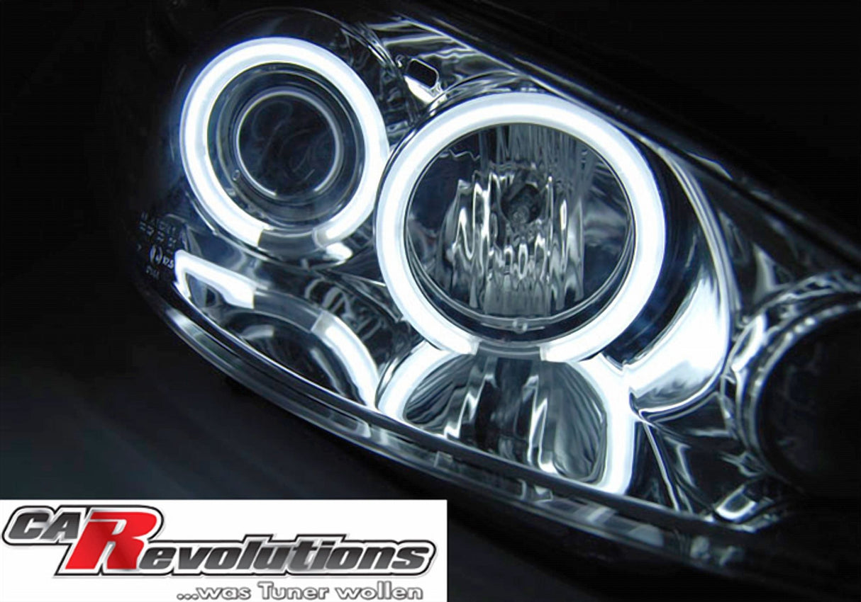LED Scheinwerfer mit weißem Standlichtring für sportliches Fahrzeugtuning