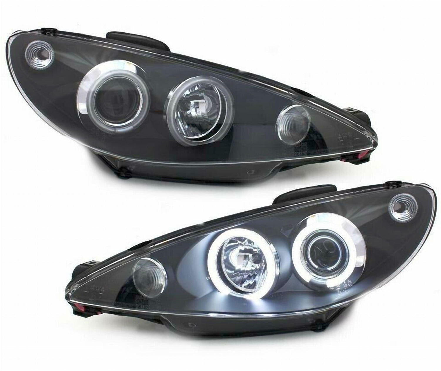 CCFL Angel Eyes Scheinwerfer Set in schwarz für Peugeot 206 ab 2002