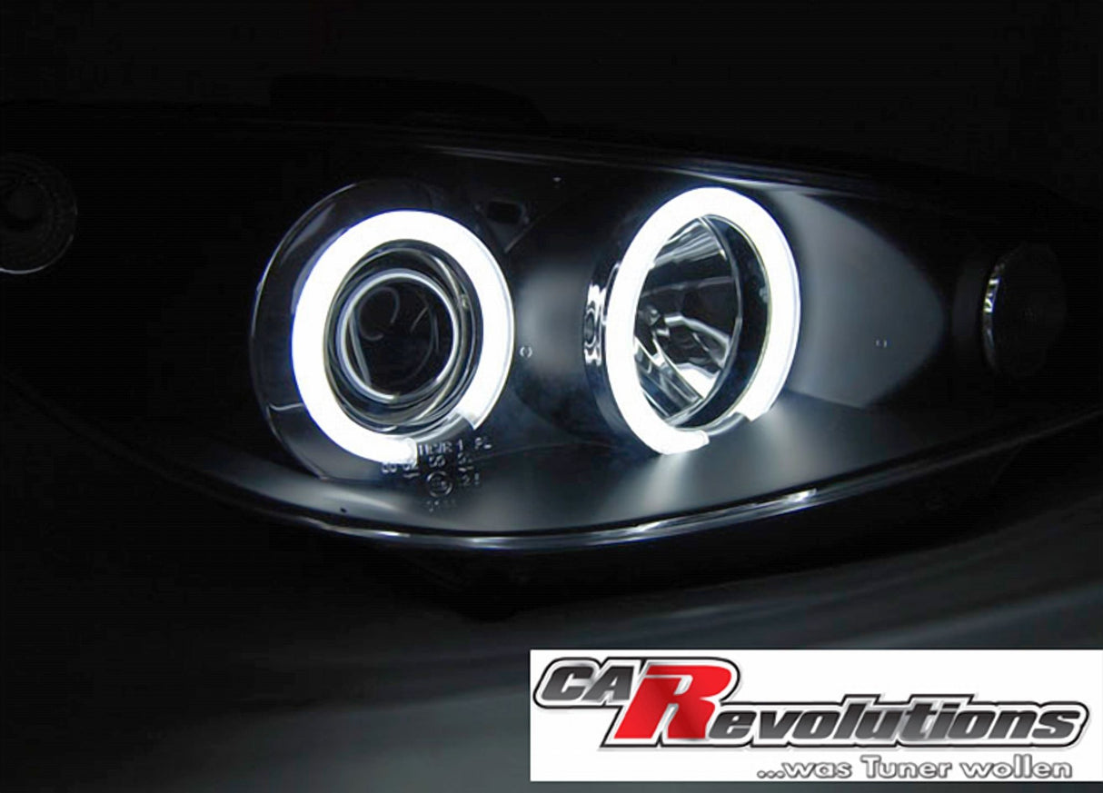 CCFL Angel Eyes Scheinwerfer Set in schwarz für Peugeot 206 ab 2002
