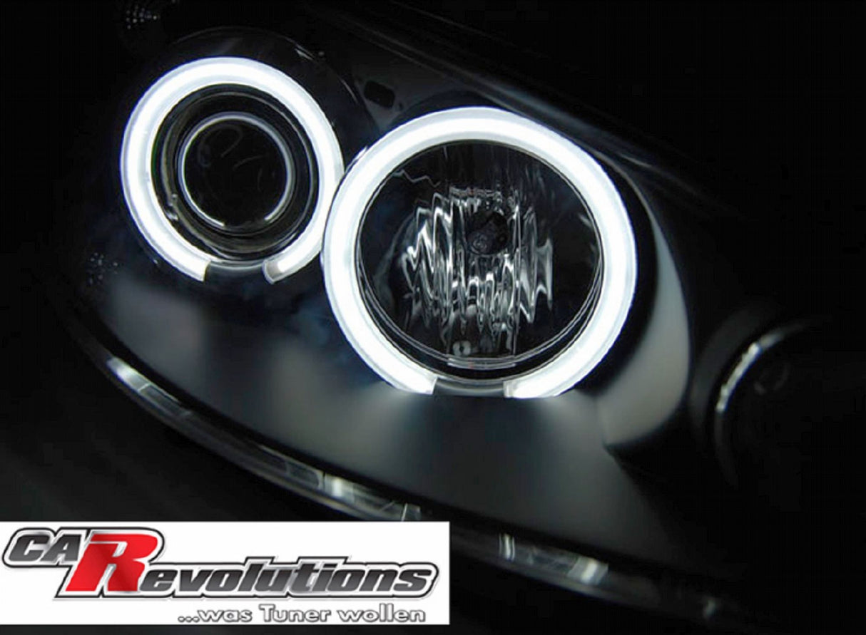 CCFL Angel Eyes Scheinwerfer Set in schwarz für Peugeot 206 ab 2002