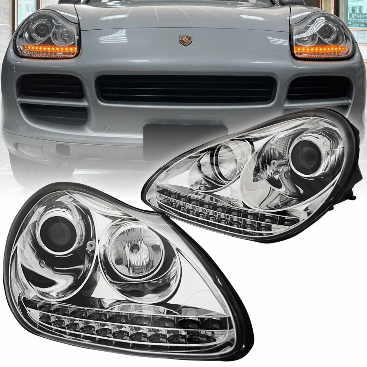 Bi Xenon Scheinwerfer Chrom Porsche Cayenne 2002-2006 mit LED Blinker