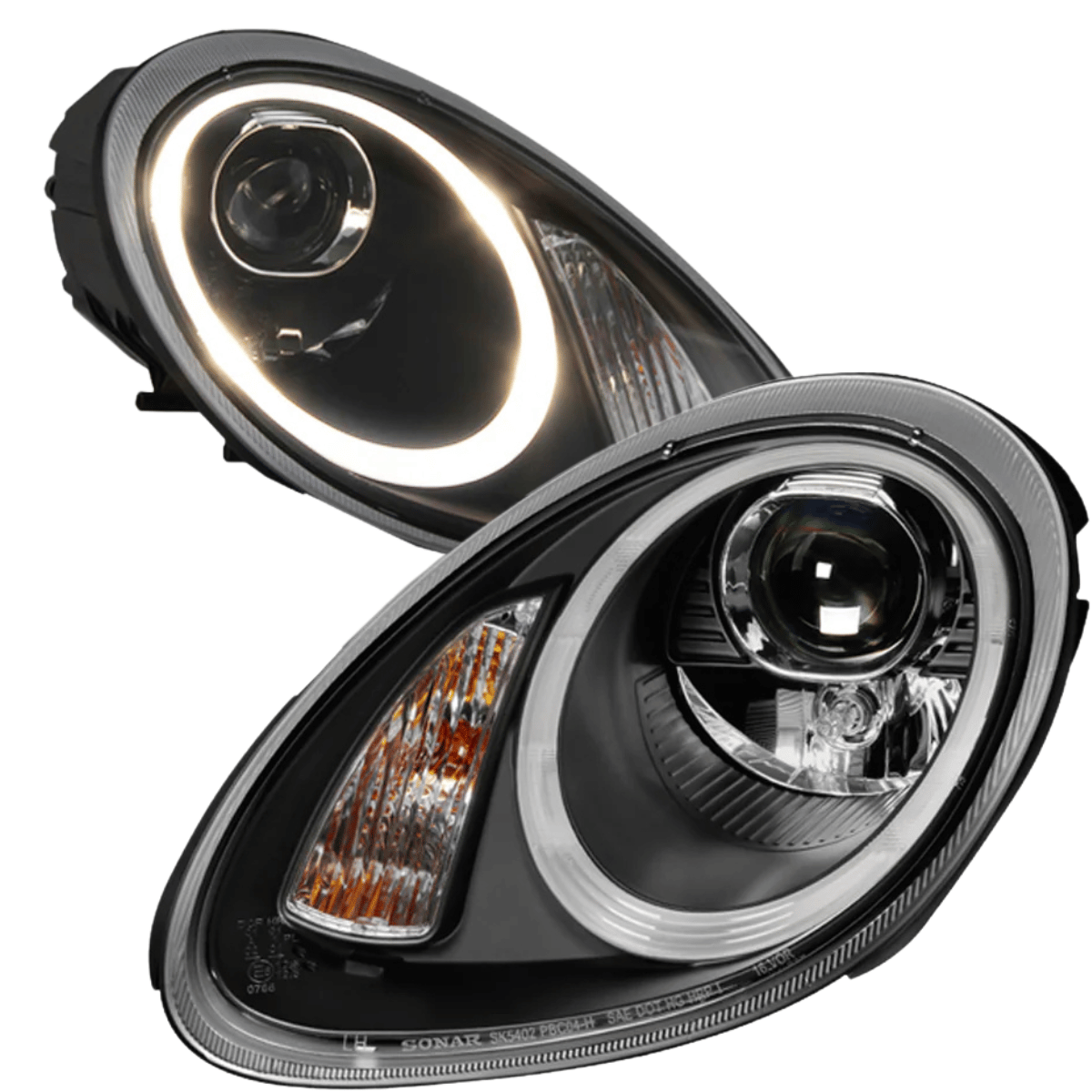 Xenon Scheinwerfer Set Schwarz für Porsche Boxster 987 2005–2008 & Cayman 987c 2005–2008 mit LED Standlicht