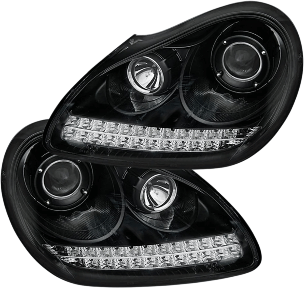 Xenon Scheinwerfer Set Schwarz für Porsche Cayenne 9PA 2002–2006 mit LED Standlicht & LED Blinkern