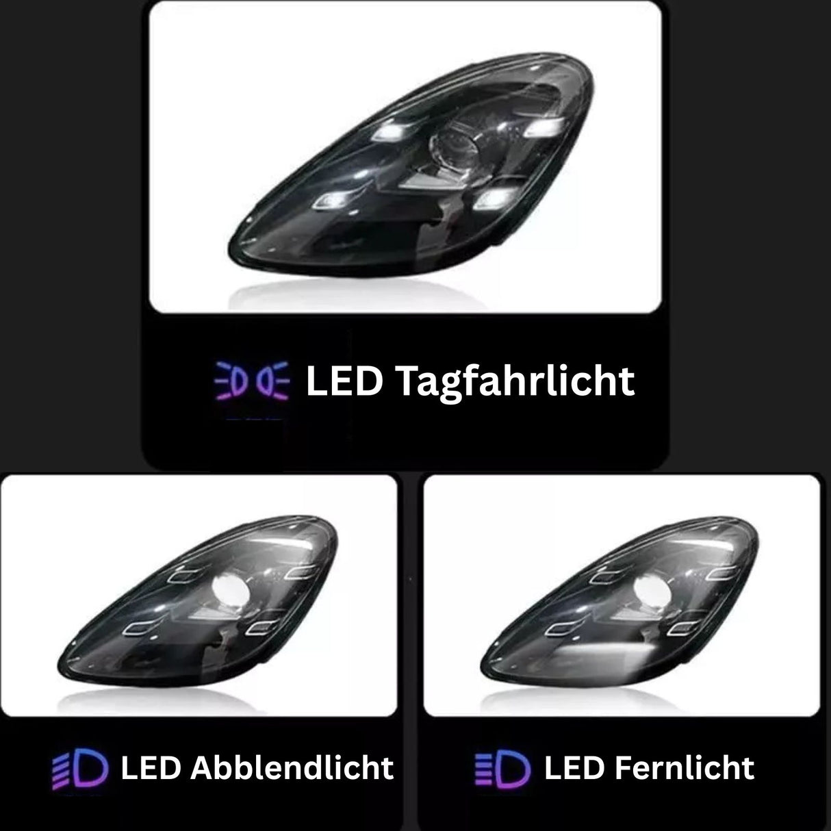 Voll LED Scheinwerfer Set schwarz für Porsche Boxster 718 & Cayman 718 ab 2016
