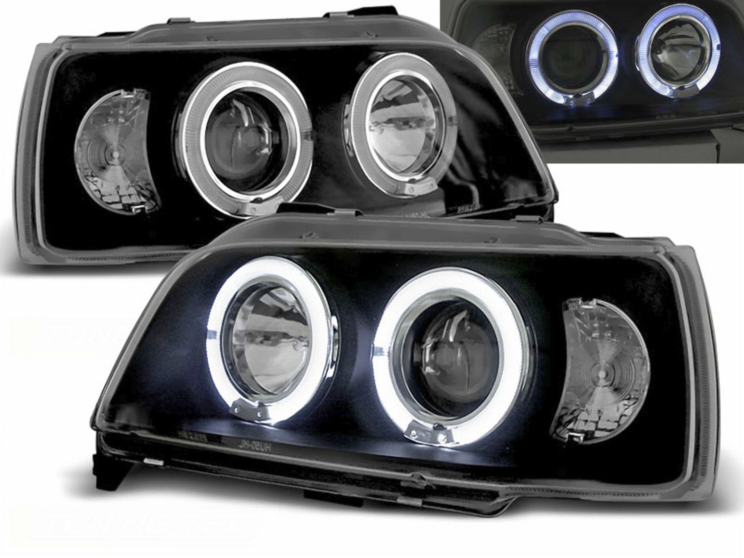 Angel Eyes Scheinwerfer Set in schwarz für Renault Clio 06.1990-1995