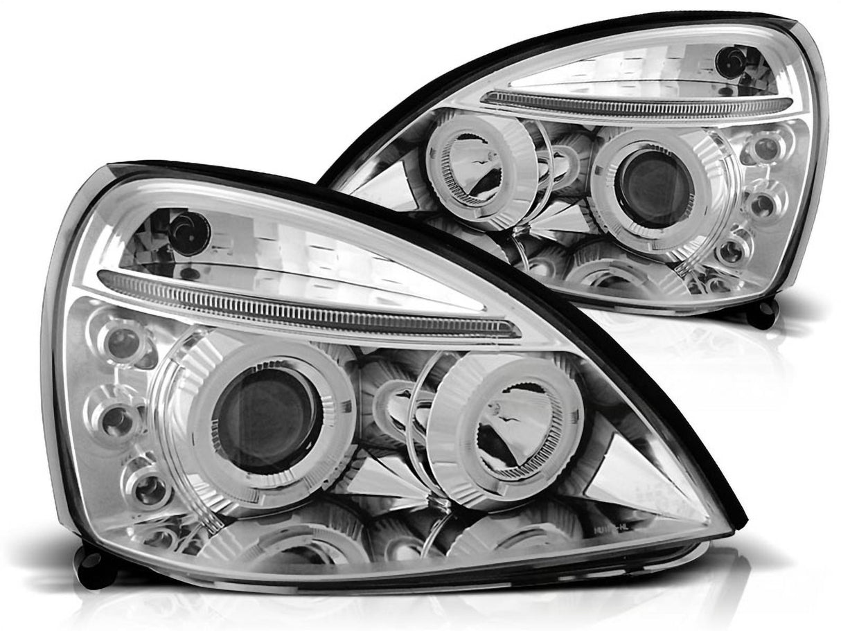 LED Scheinwerfer für Ford Focus 2, Klarglas mit Ringen, Tuning Scheinwerfer