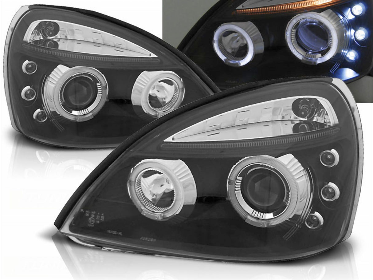 Angel Eyes Scheinwerfer in schwarz für Renault Clio MK3 2001-2005