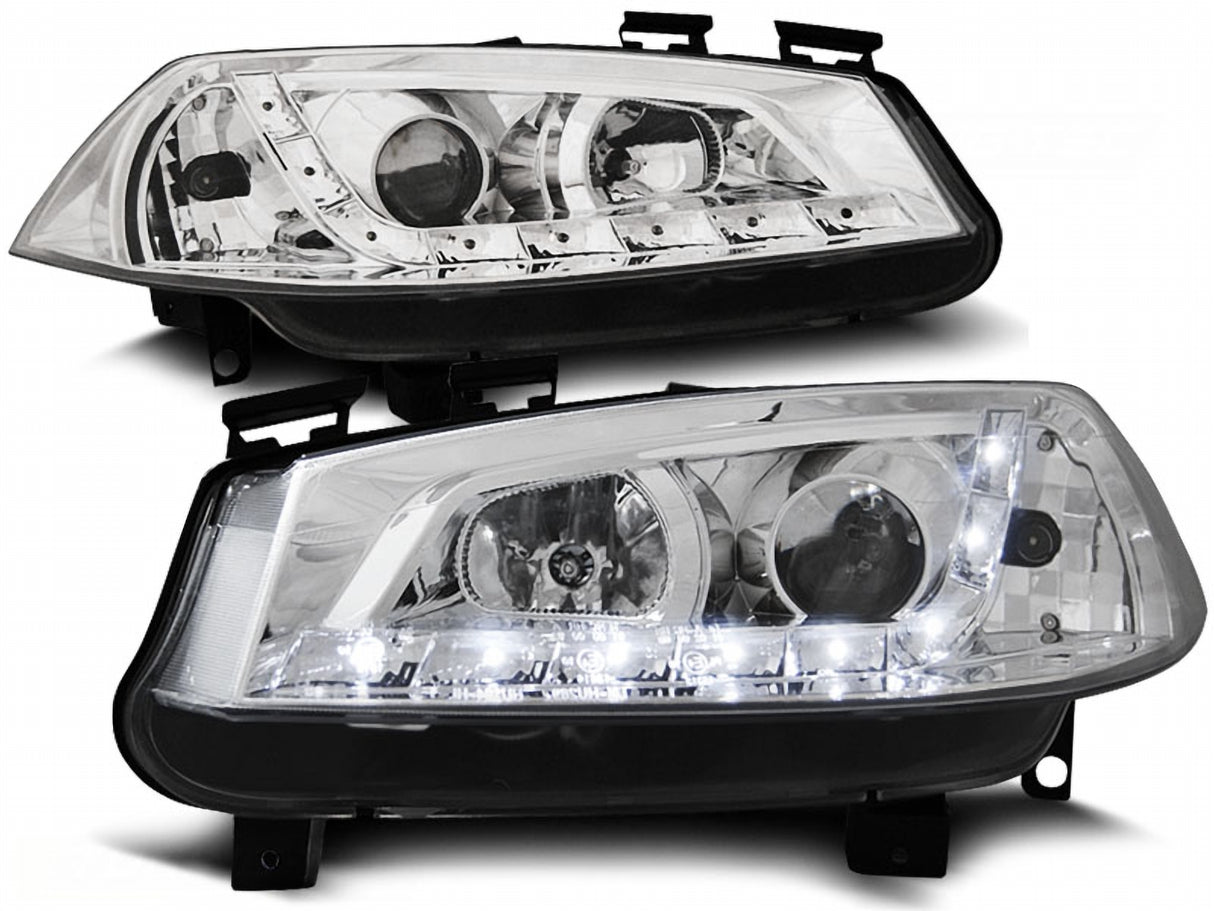Chrom Scheinwerfer Set für Renault Megane II 2002–2005 mit LED Standlicht