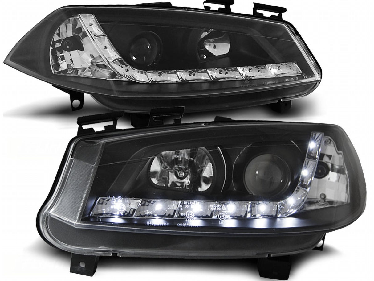 Schwarz Scheinwerfer Set mit LED Standlicht für Renault Megane II 2002–2005