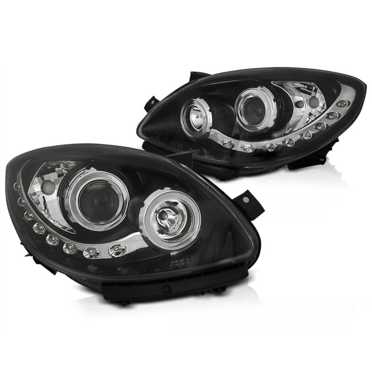 Scheinwerfer Set Schwarz für Renault Twingo 2007–2011 mit LED Standlicht