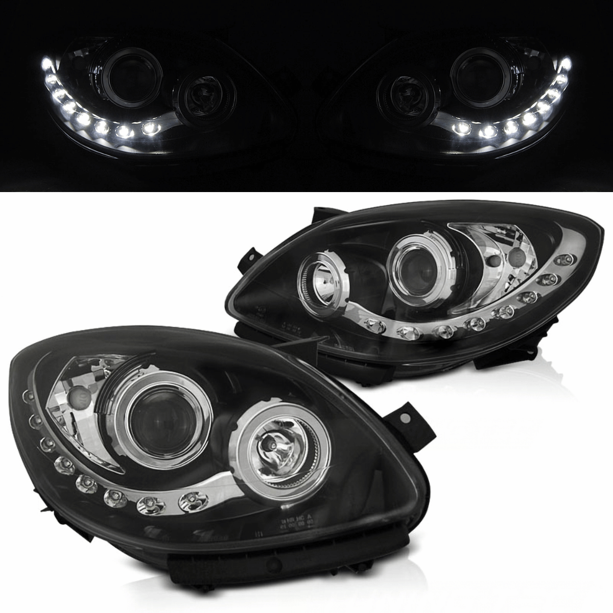 Scheinwerfer Set Schwarz für Renault Twingo 2007–2011 mit LED Standlicht